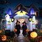 Slickblue; 9 ft Halloween Inflatable Ghost Castle Archway, Light-Up Pumpkin, Glowing Ghost and Bat Banner, Multicolor LED Outdoor Entrance Decoration with Stakes and Ropes; Category:Halloween Inflatables; Image:3